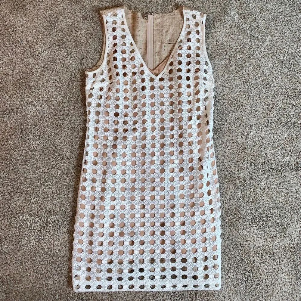 Tracy Reese Cream Sheer Dress with Tan Slip